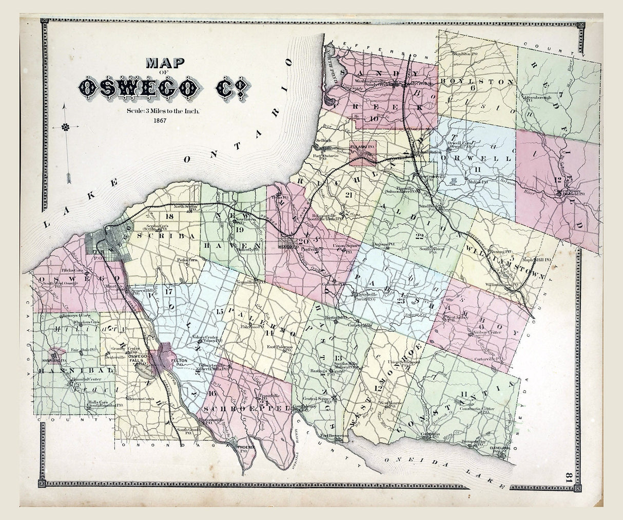 1867 Map of Oswego County New York