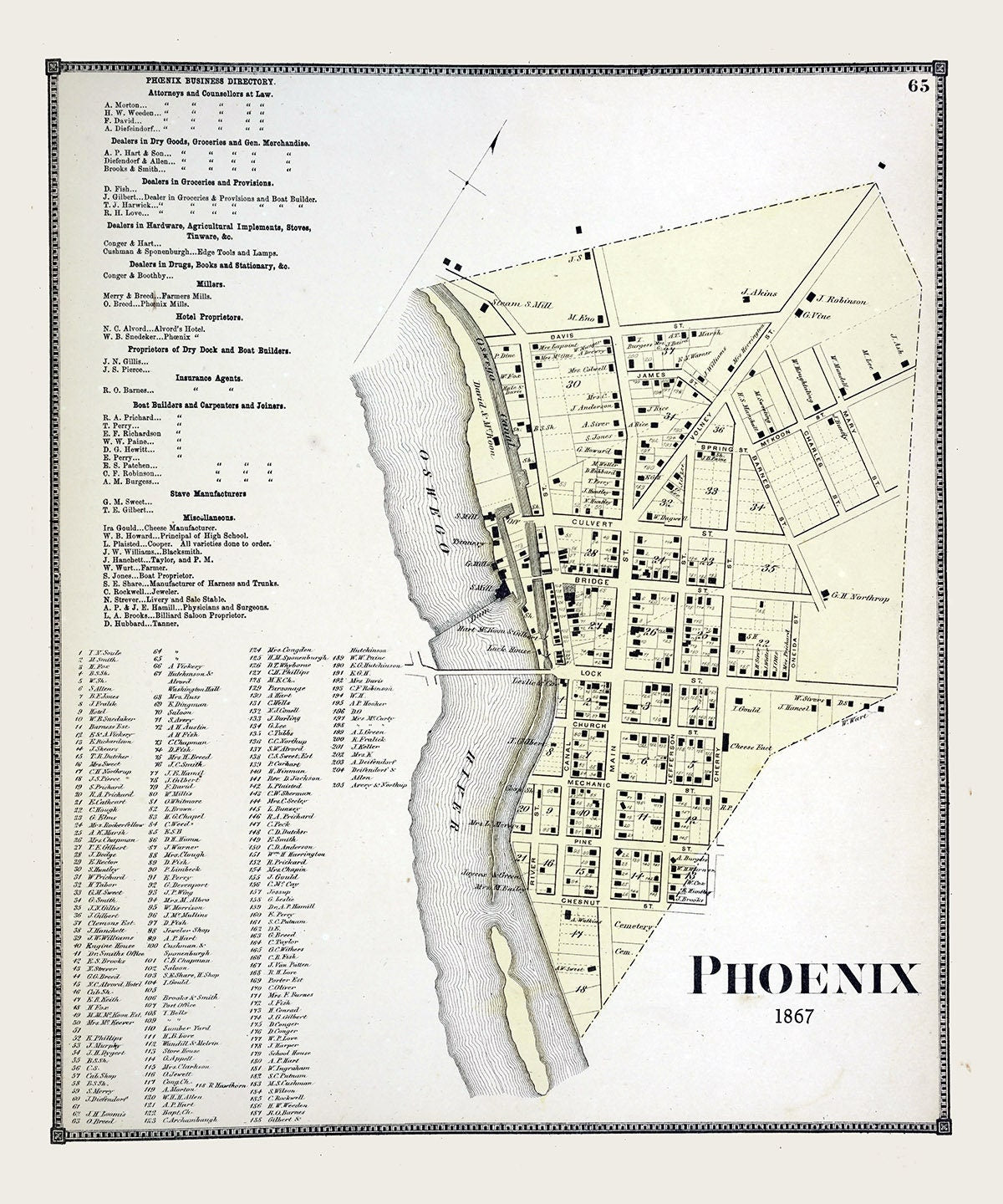 1867 Map of Phoenix Village Oswego County New York