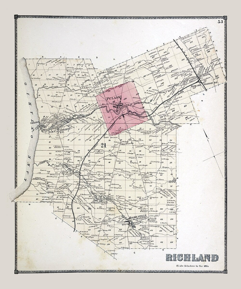 1867 Map of Richland Village Oswego County New York