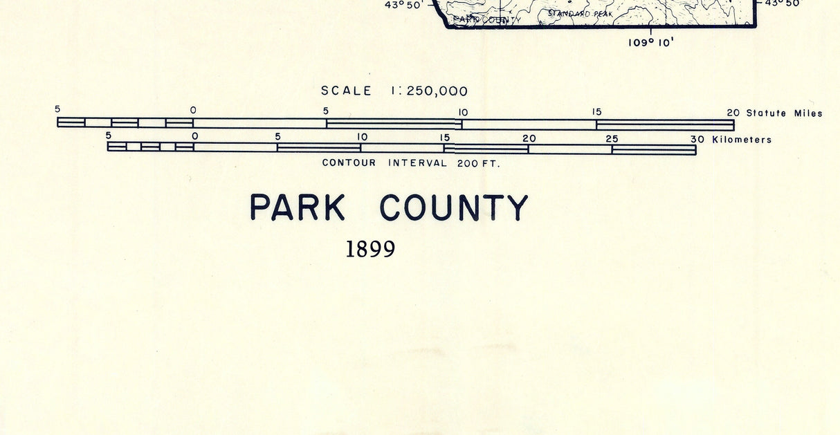 1899 Map of Park County Wyoming