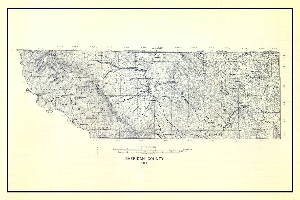 1899 Map of Sheridan County Wyoming