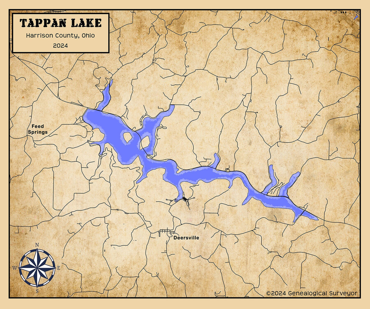 2024 Map of Tappan Lake Harrison County Ohio