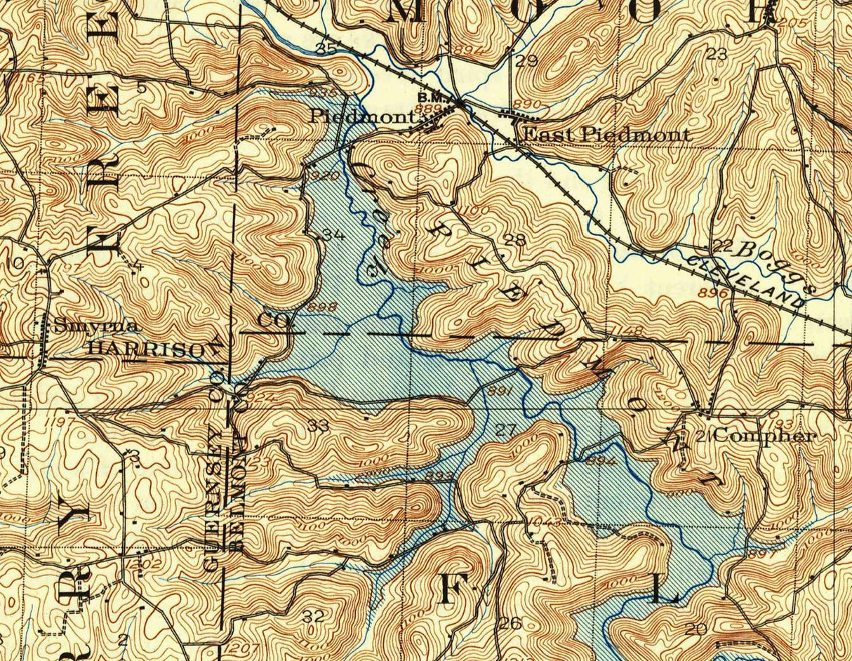 1946 Map of Piedmont Lake Ohio