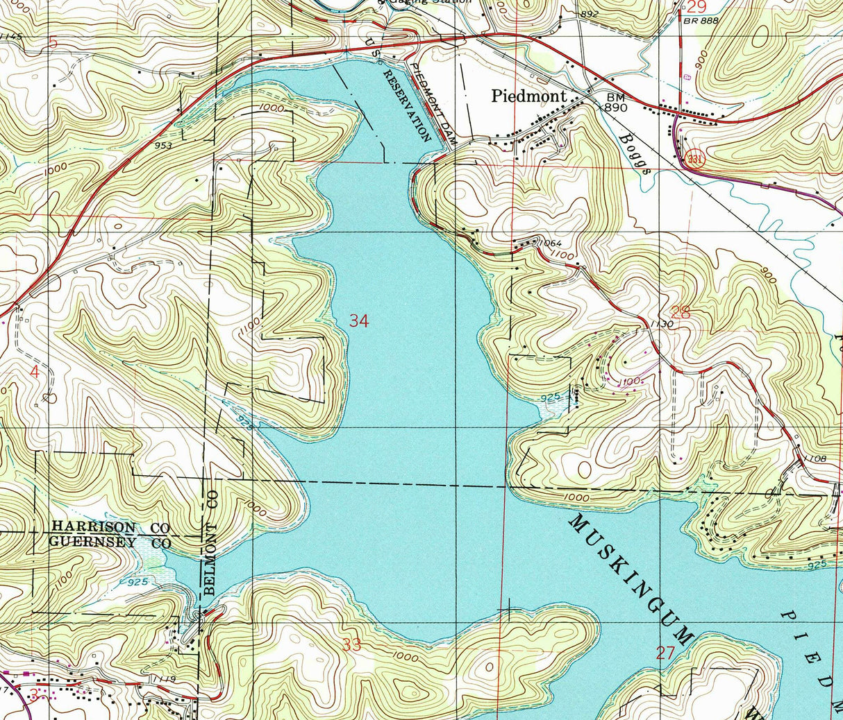 1998 Map of Piedmont Lake Ohio