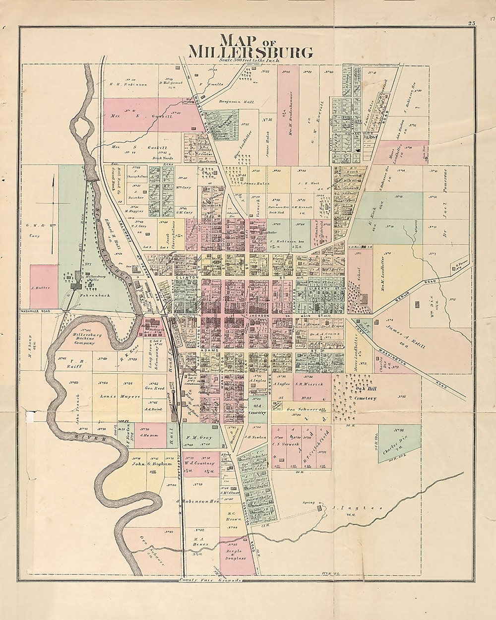 1875 Map of Millersburg Holmes County Ohio