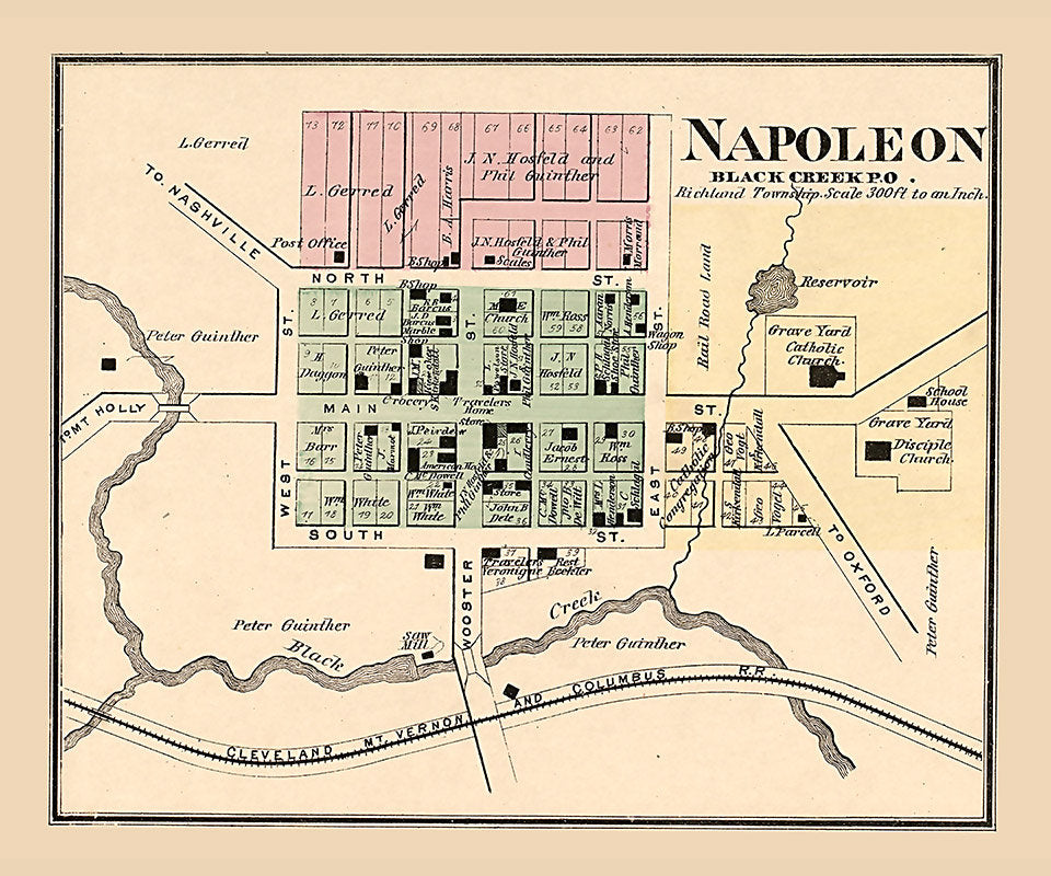 1875 Map of Napoleon Holmes County Ohio