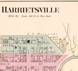 1876 Map of Carlisle and Harrietsville Noble County Ohio