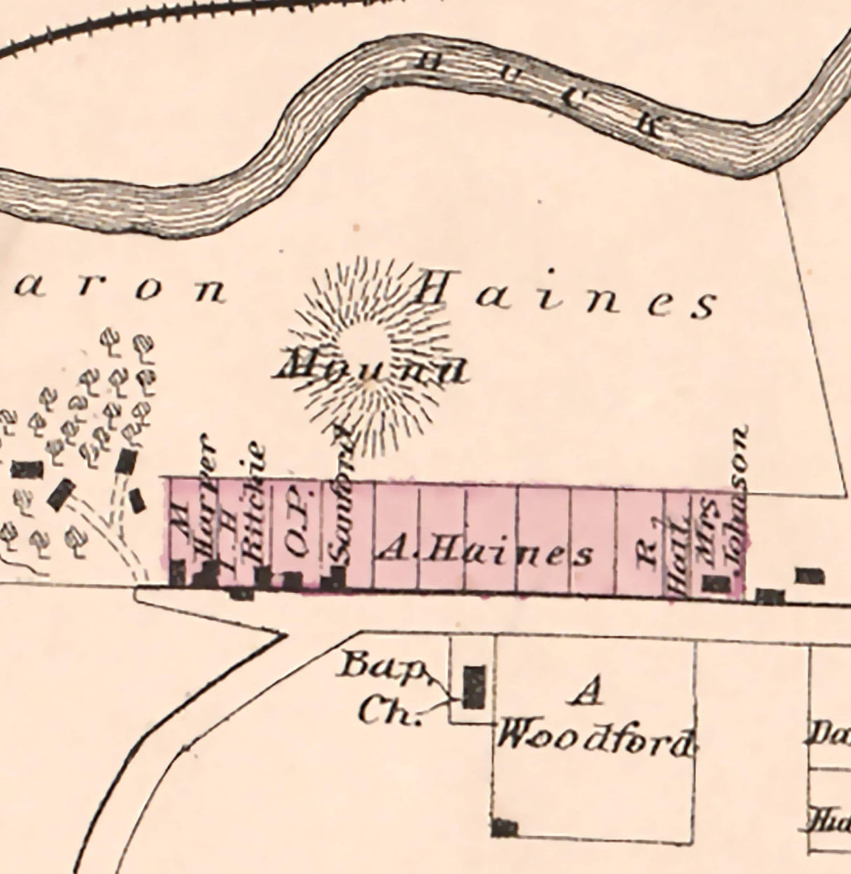 1876 Map of Moundsville Noble County Ohio
