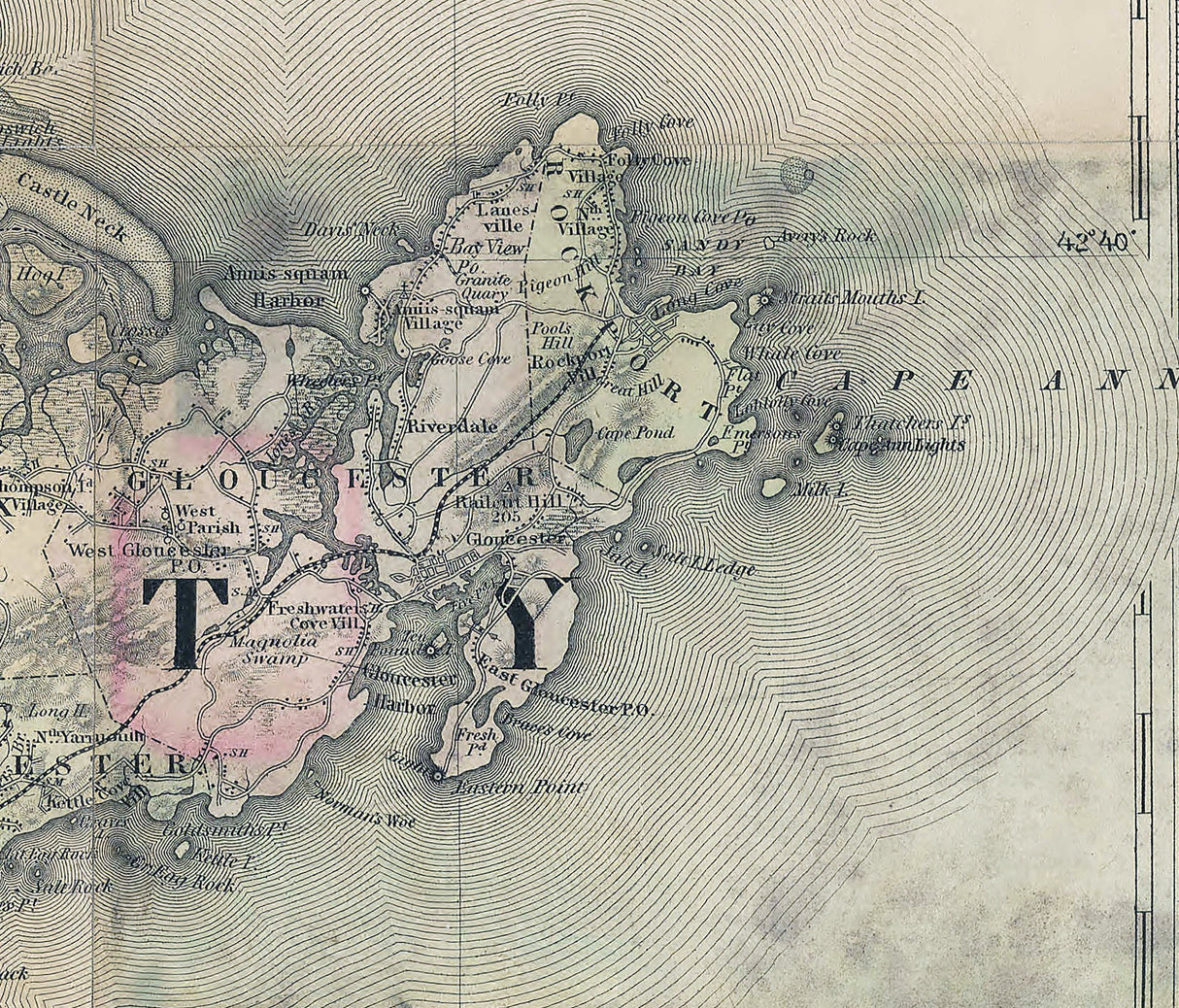 1850 Map of Essex County Massachusetts