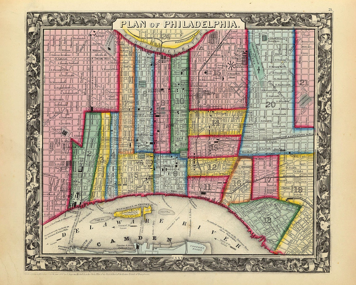 1860 Map of Philadelphia Pennsylvania