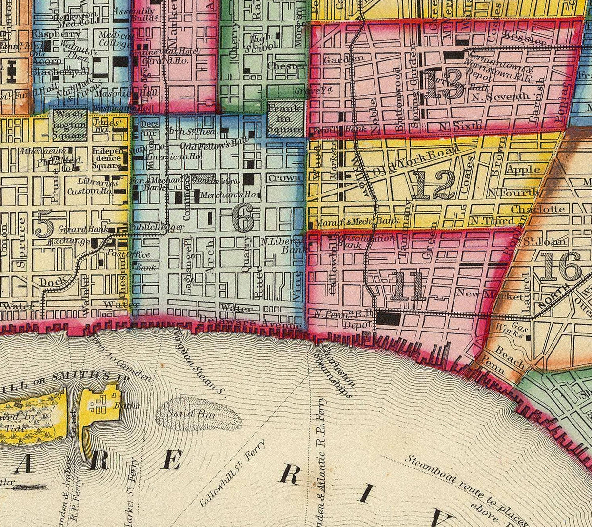 1860 Map of Philadelphia Pennsylvania