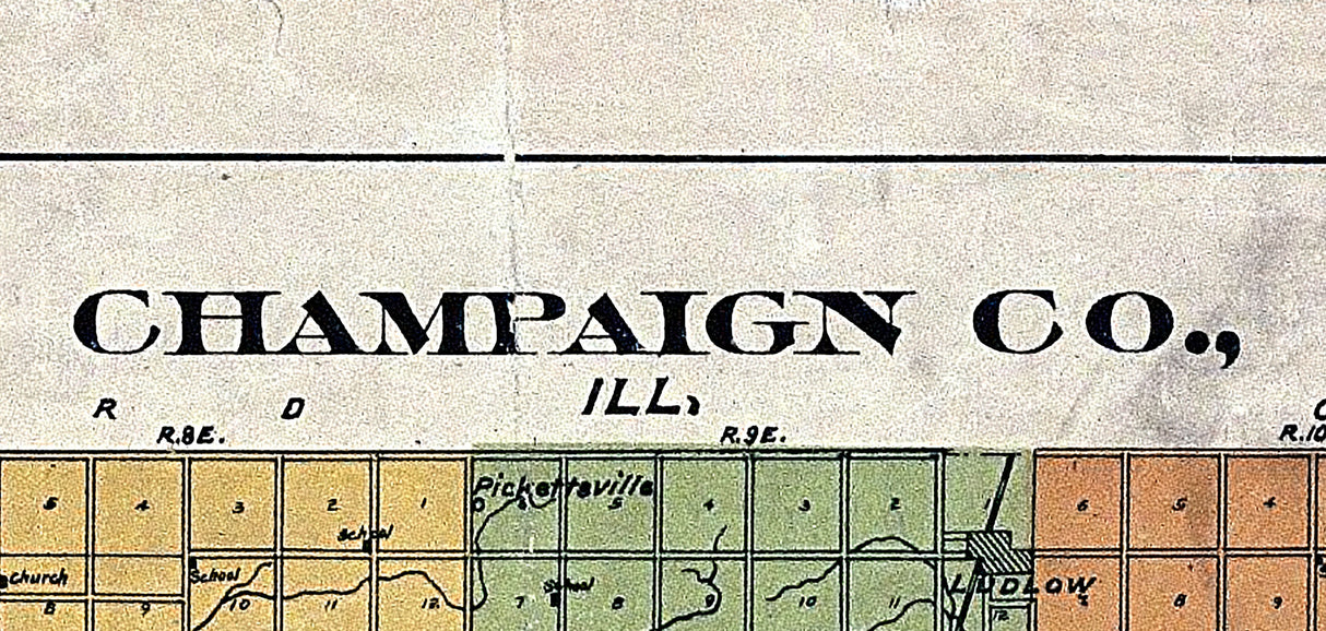 1909 Map of Champaign County Illinois