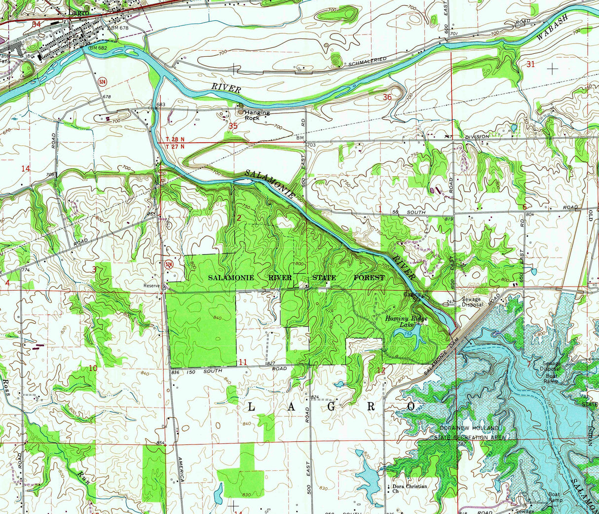 1969 Map of Salamonie Lake Indiana