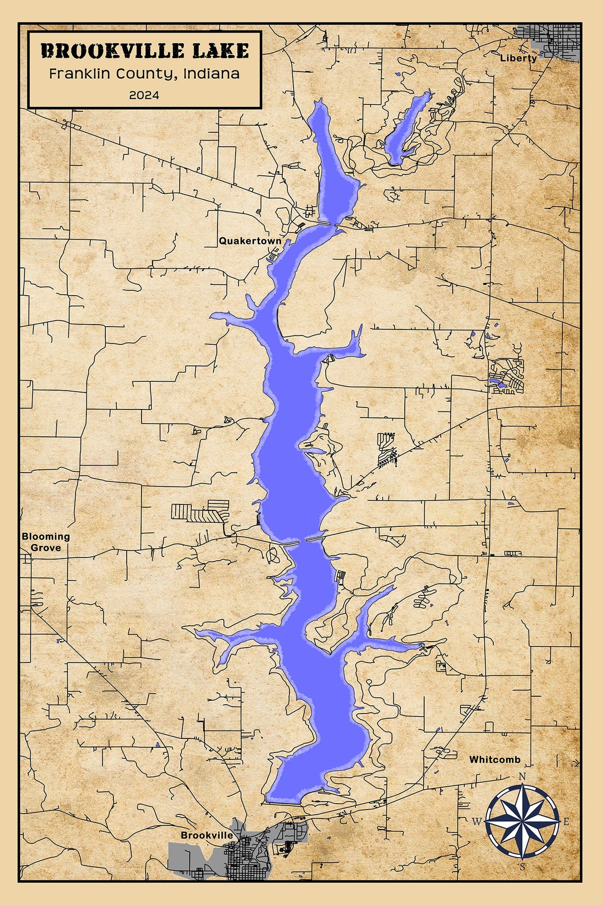 2024 Map of Brookville Lake Franklin County Indiana