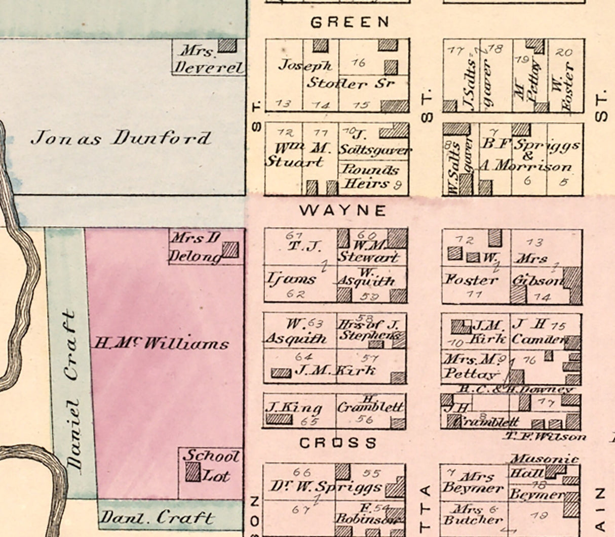 1876 Map of Sarahsville Noble County Ohio