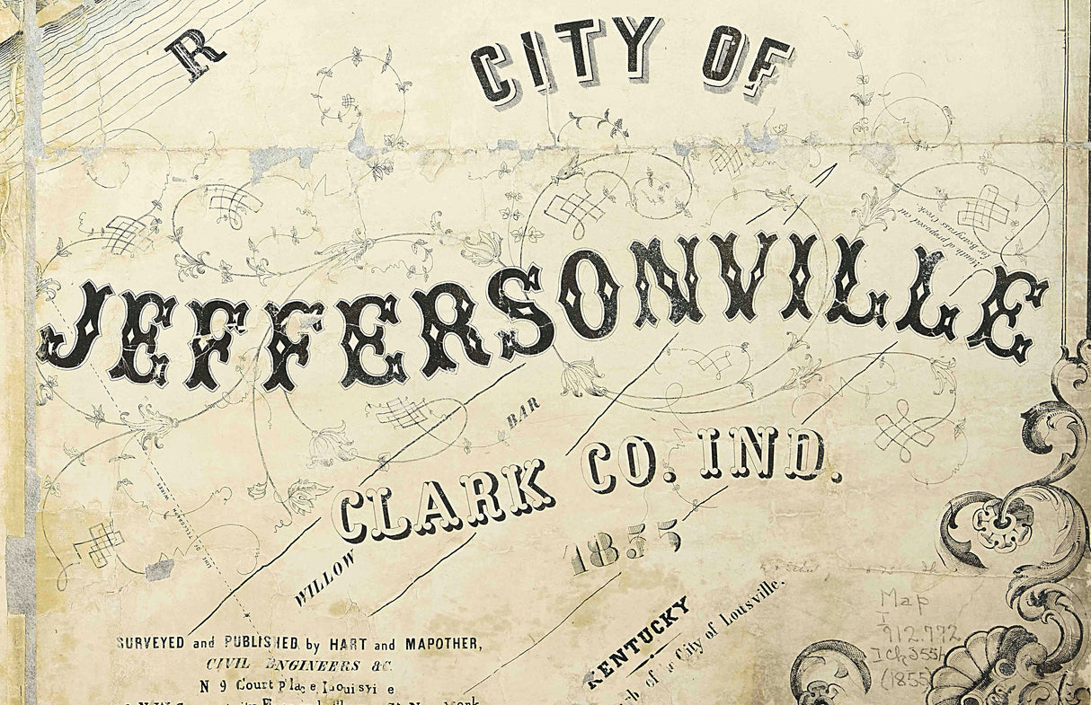 1855 Map of Jeffersonville Clark County Indiana