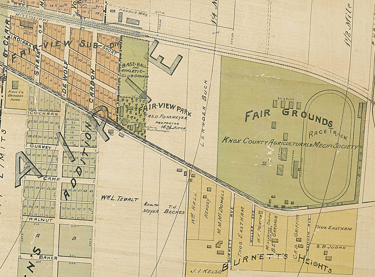 1900 Map of Vincennes Knox County Indiana