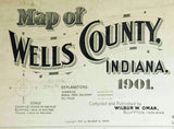 1901 Map of Wells County Indiana