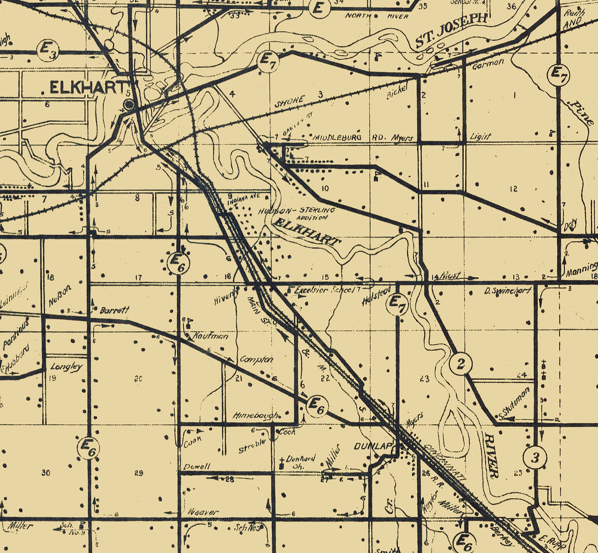 1909 Map of Elkhart County Indiana