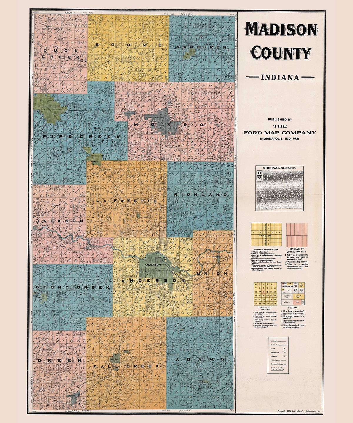 1921 Map of Madison County Indiana