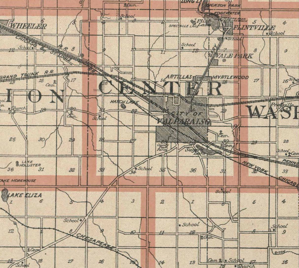 1921 Map of Porter County Indiana