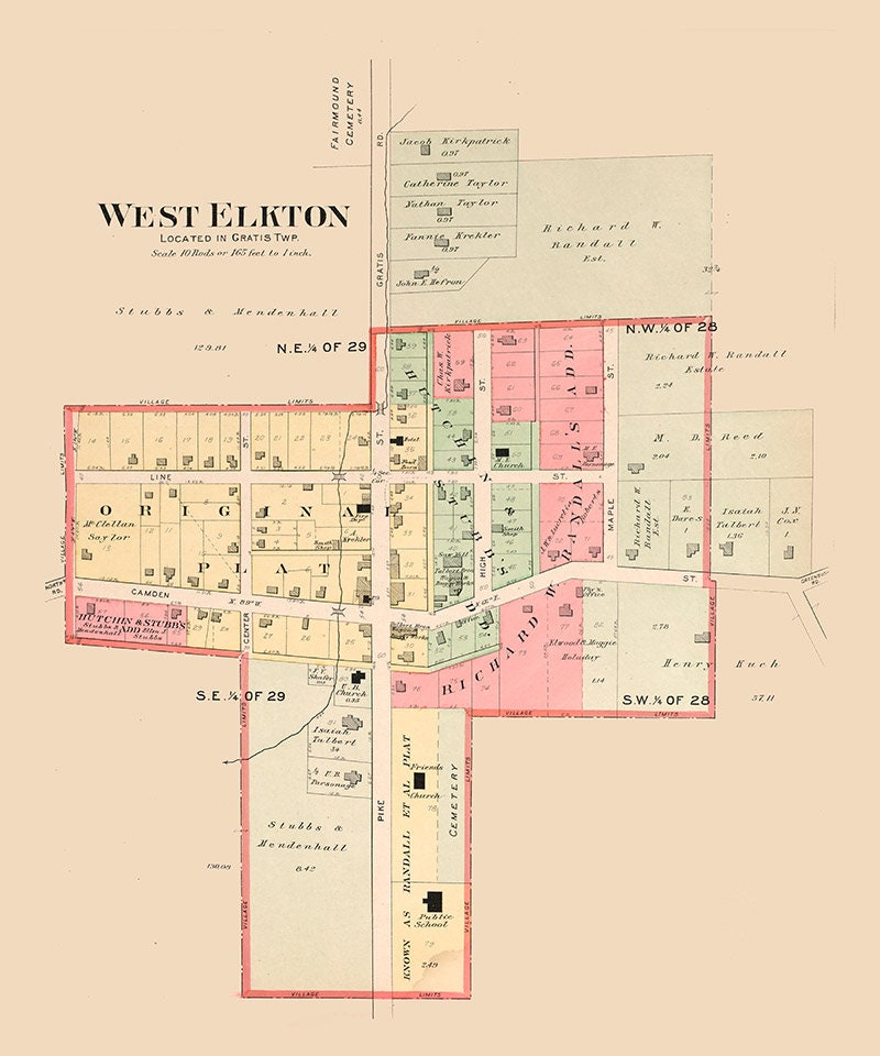 1912 Map of West Elkton Preble County Ohio