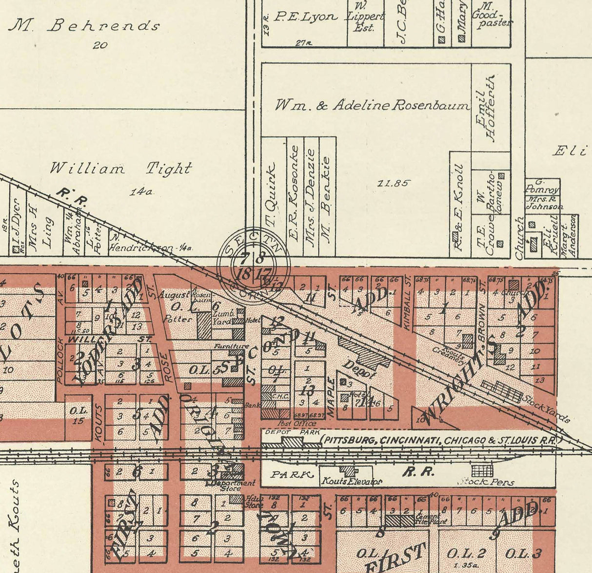 1921 Map of Kouts Porter County Indiana