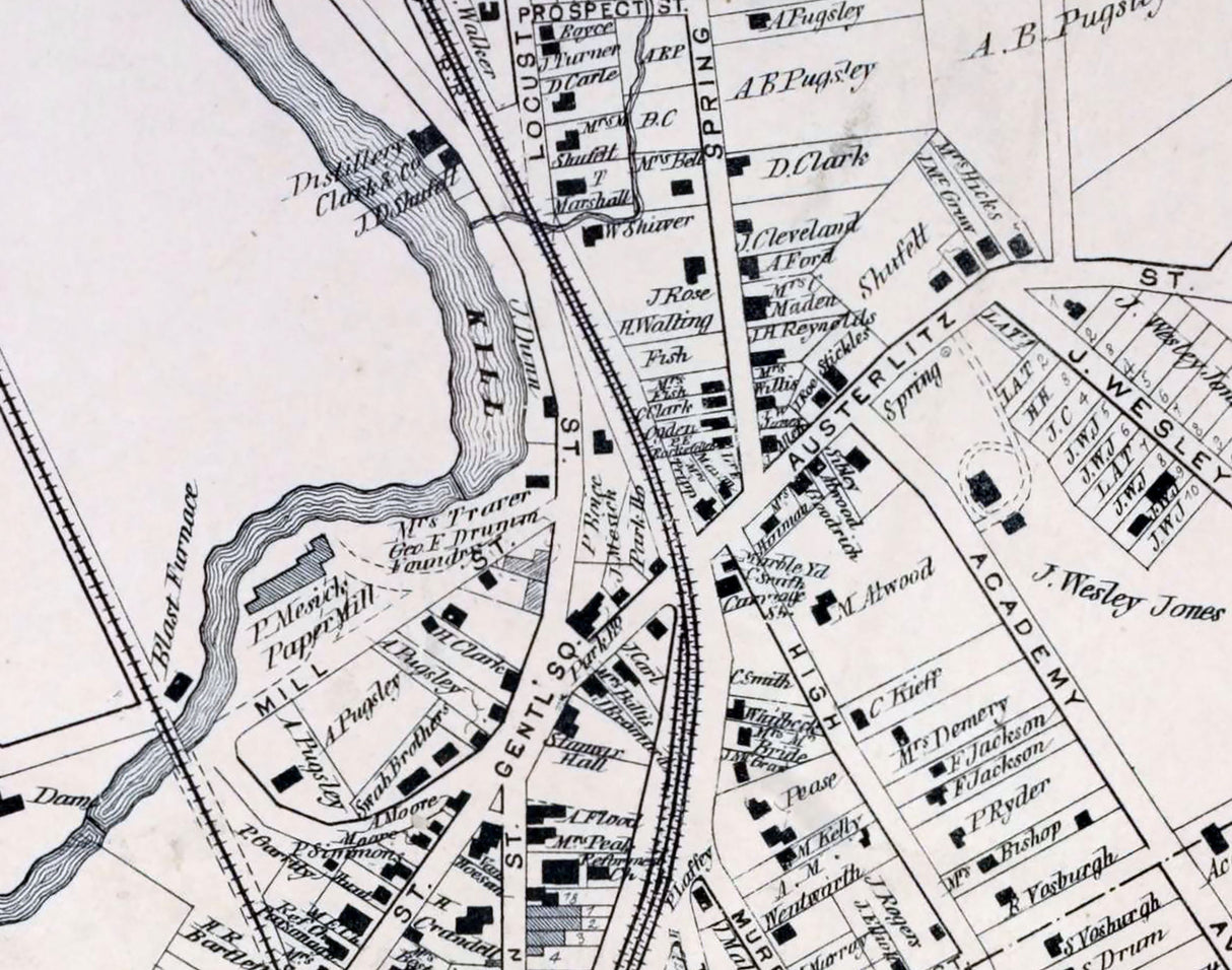1873 Map of Chatham Village Columbia County New York