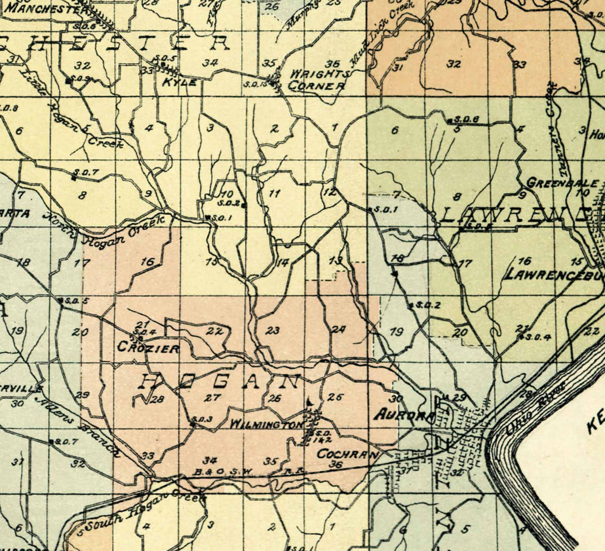 1899 Map of Dearborn County Indiana