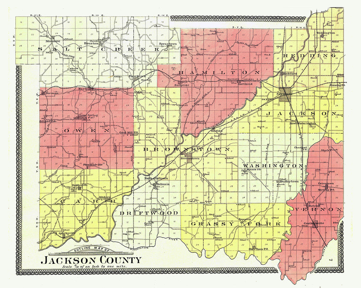 1900 Map of Jackson County Indiana
