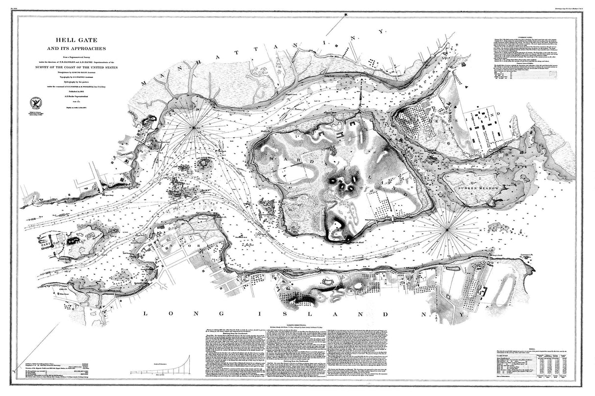 1875 Nautical Chart of Hell Gate Long Island New York