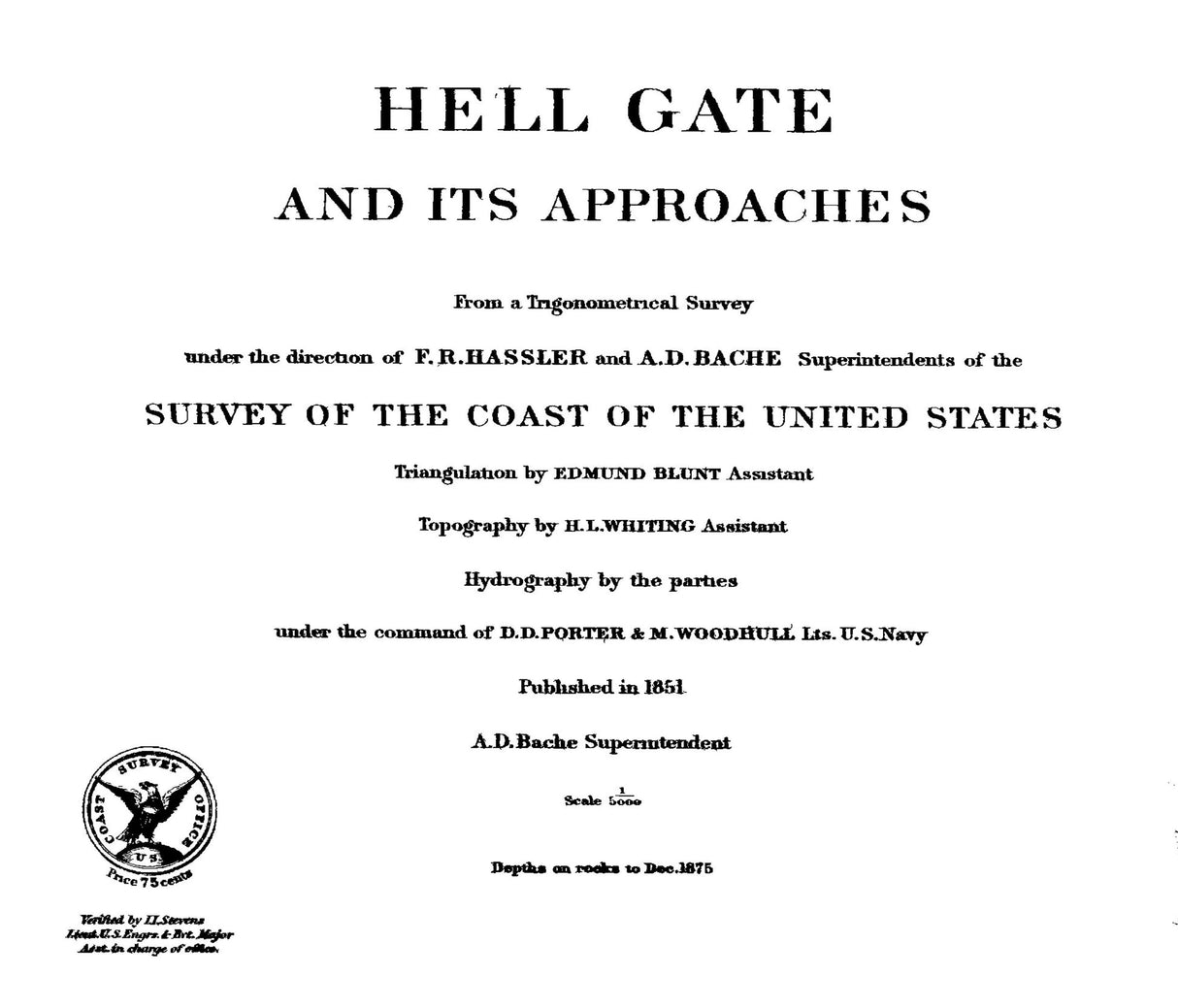 1875 Nautical Chart of Hell Gate Long Island New York