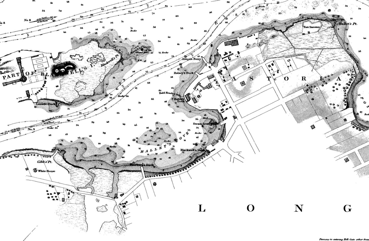 1875 Nautical Chart of Hell Gate Long Island New York