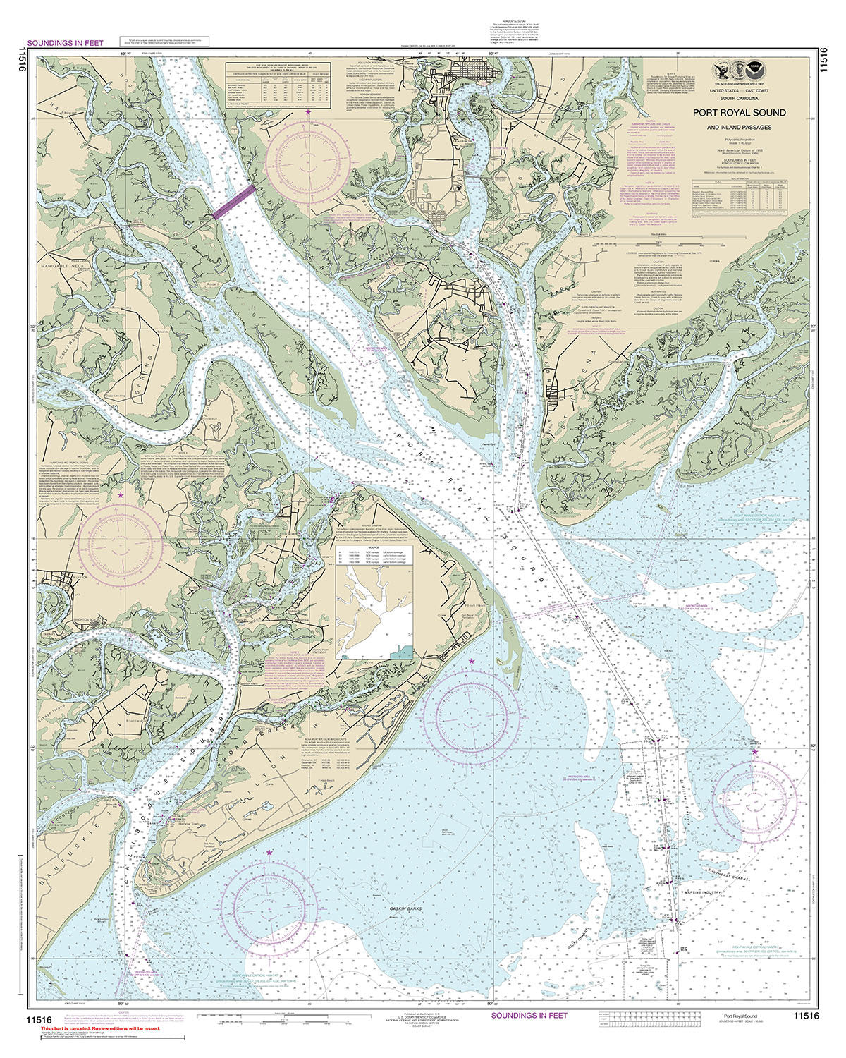 2023 Nautical Chart of Port Royal Sound and Inland Passages South Carolina