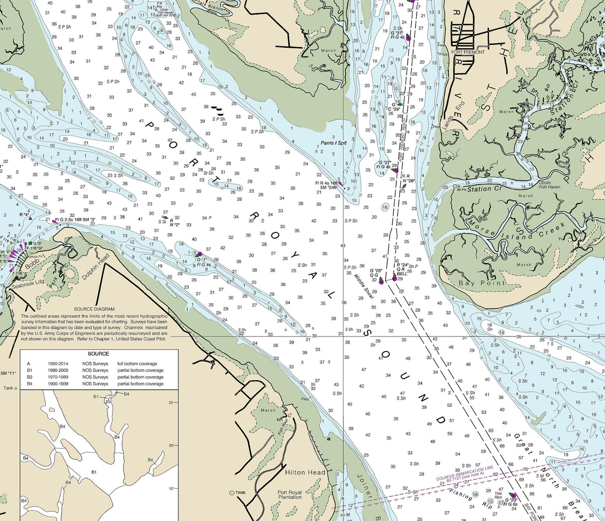 2023 Nautical Chart of Port Royal Sound and Inland Passages South Carolina