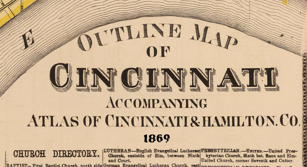 1869 Map of Cincinnati Ohio