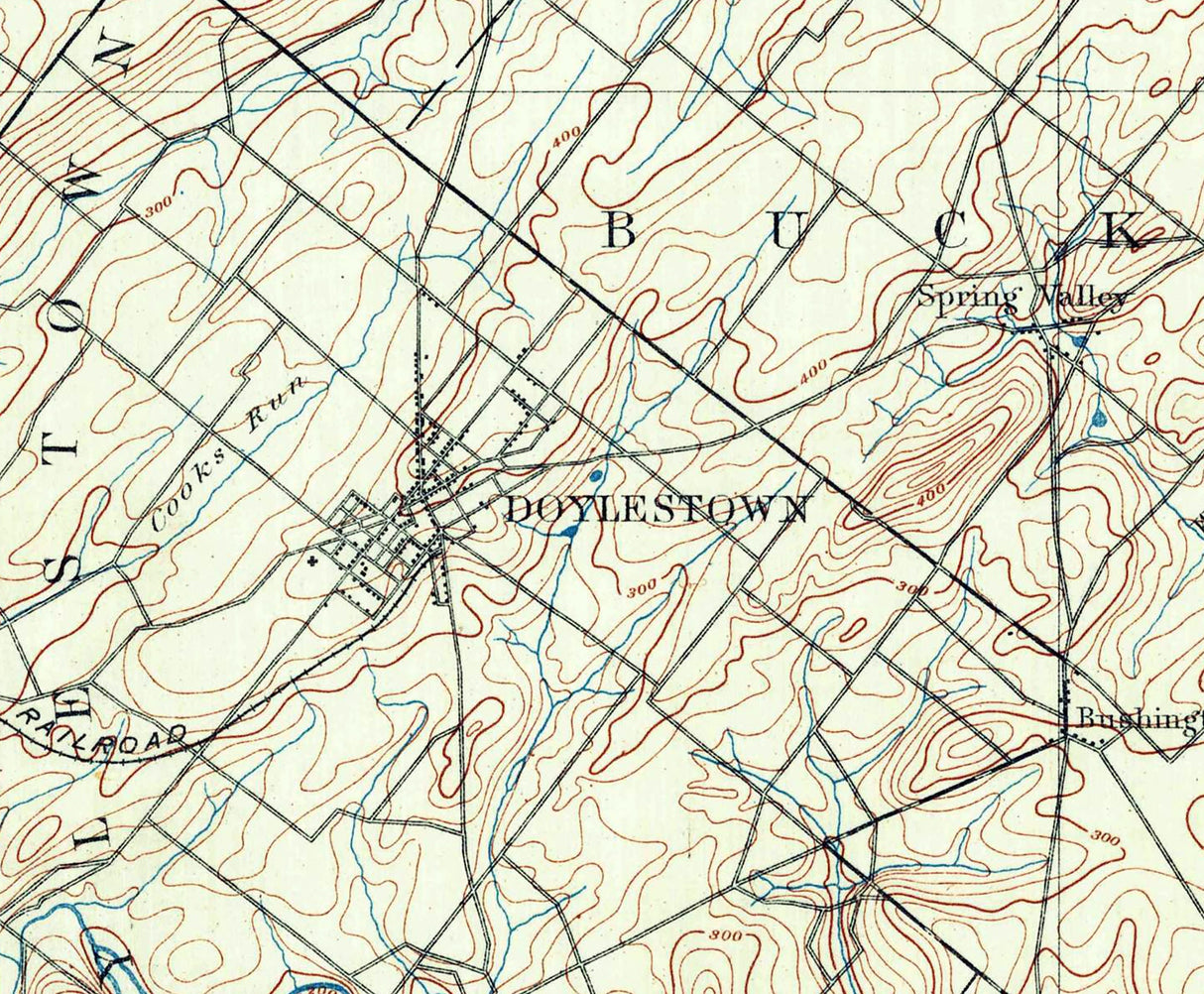 1890 Topo Map of Doylestown Pennsylvania