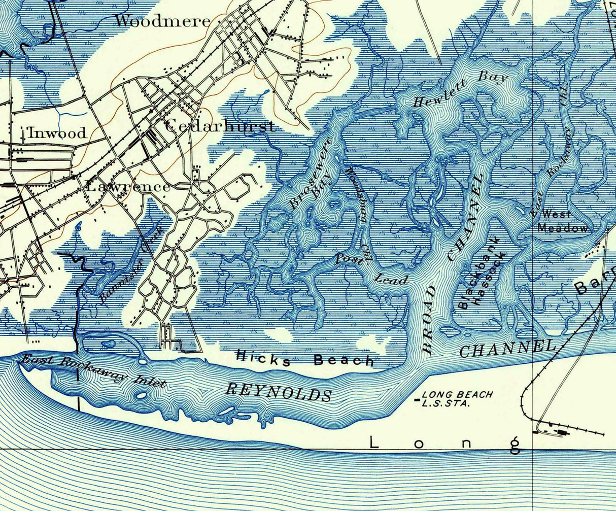 1897 Topo Map of Hempstead New York Long Beach