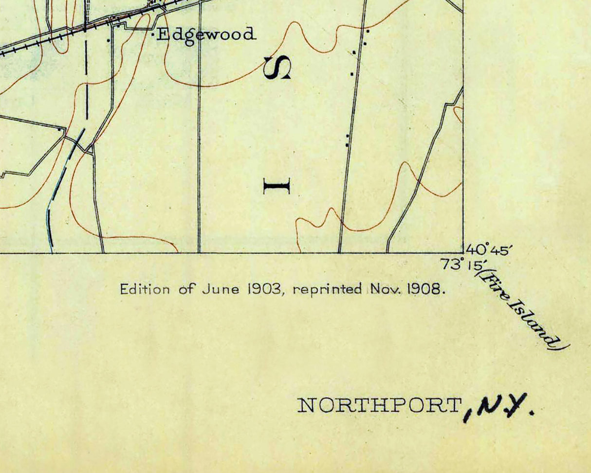 1903 Topo Map of Northport New York Huntington Long Island