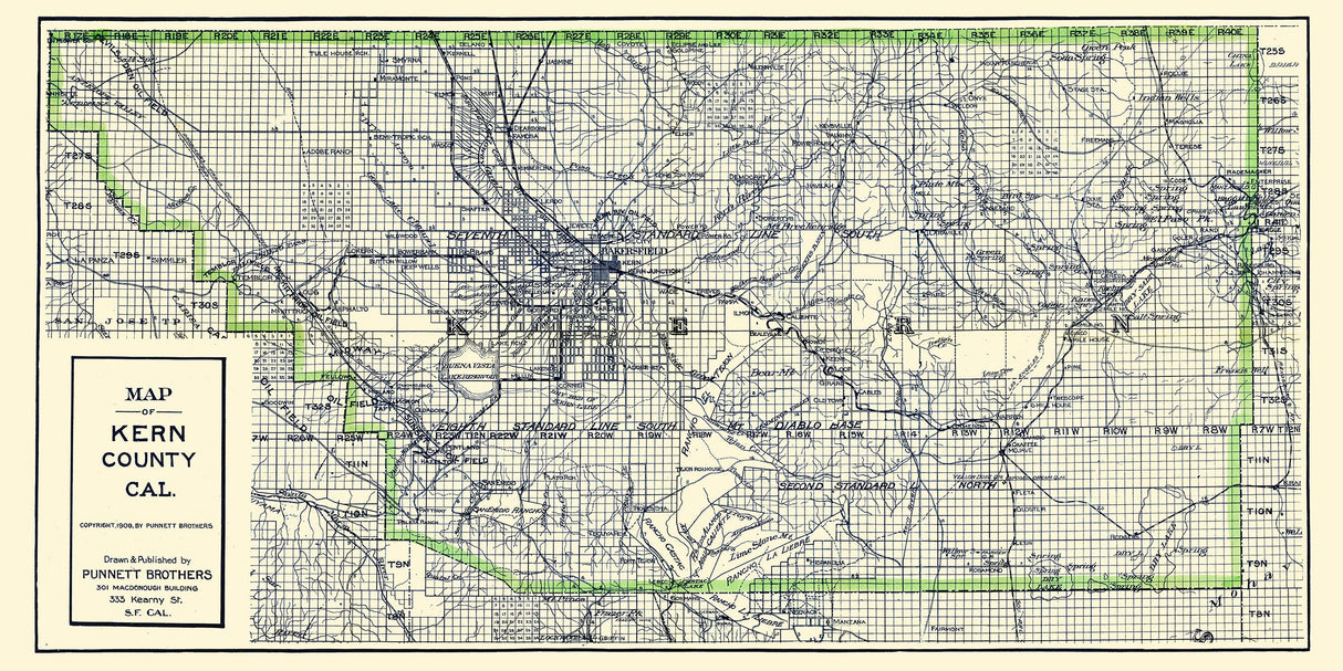 1908 Map of Kern County California