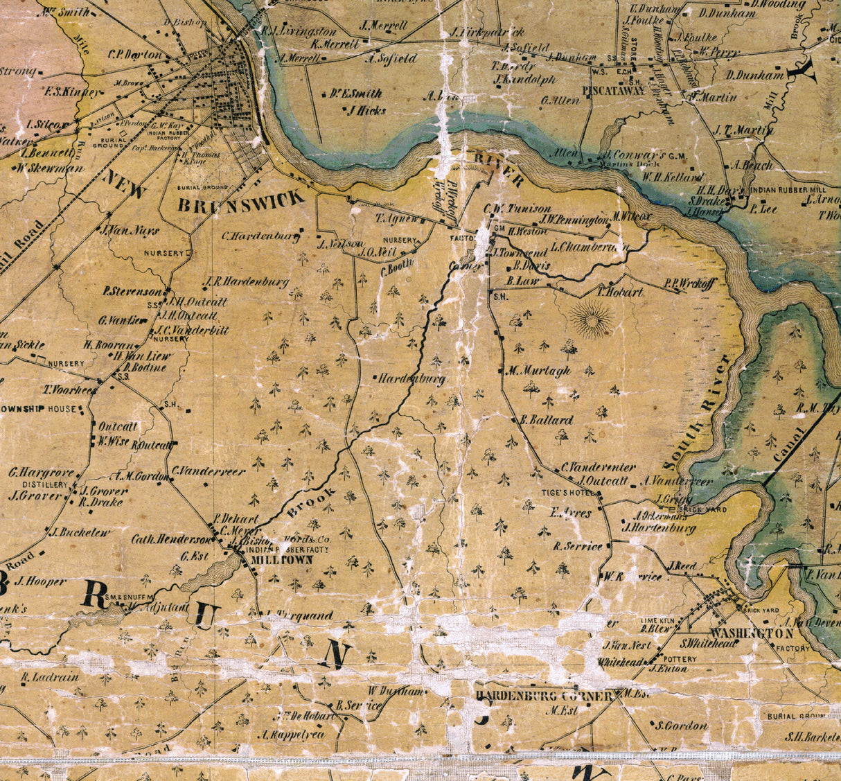 1850 Map of Middlesex County New Jersey