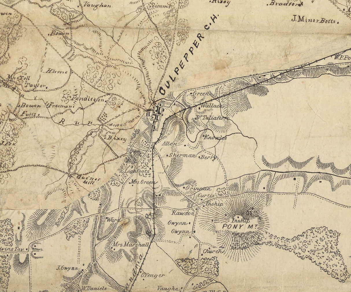 1862 Map of Culpeper County Virginia