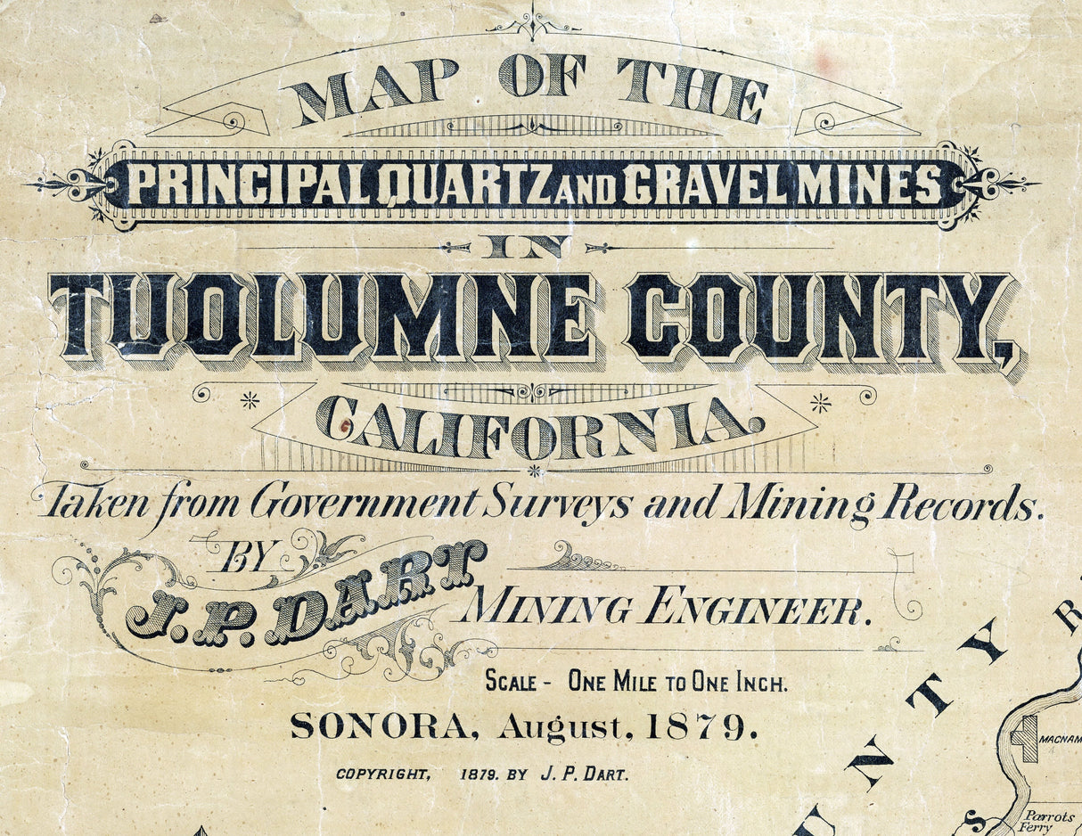 1879 Map of Tuolumne County California Mines