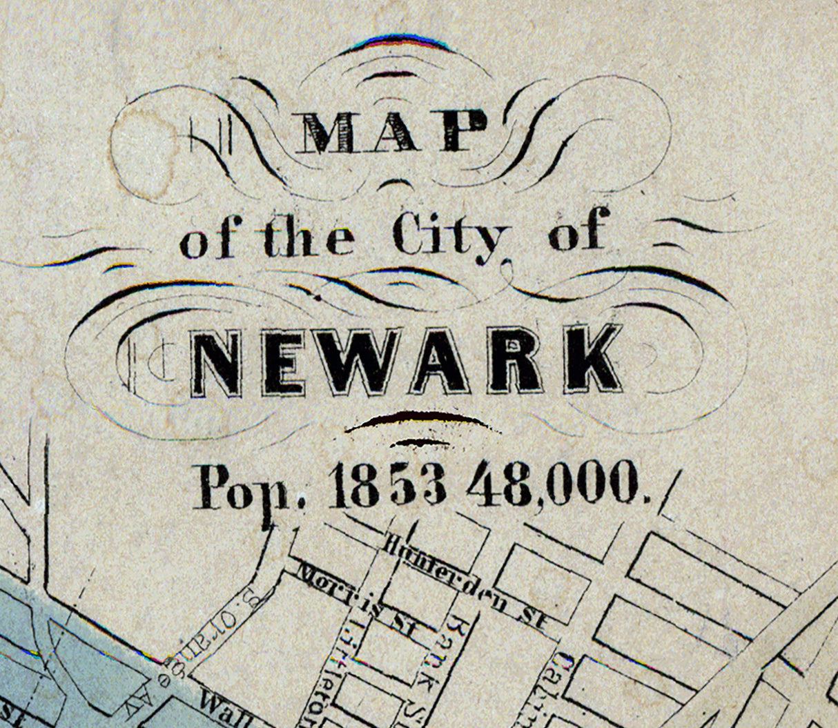 1853 Map of Newark New Jersey