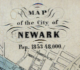 1853 Map of Newark New Jersey