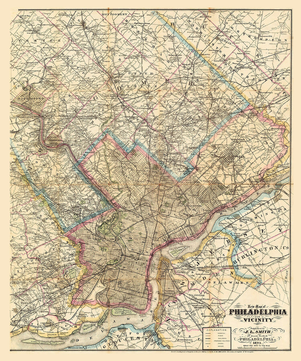 1893 Map of Philadephia Pennsylvania