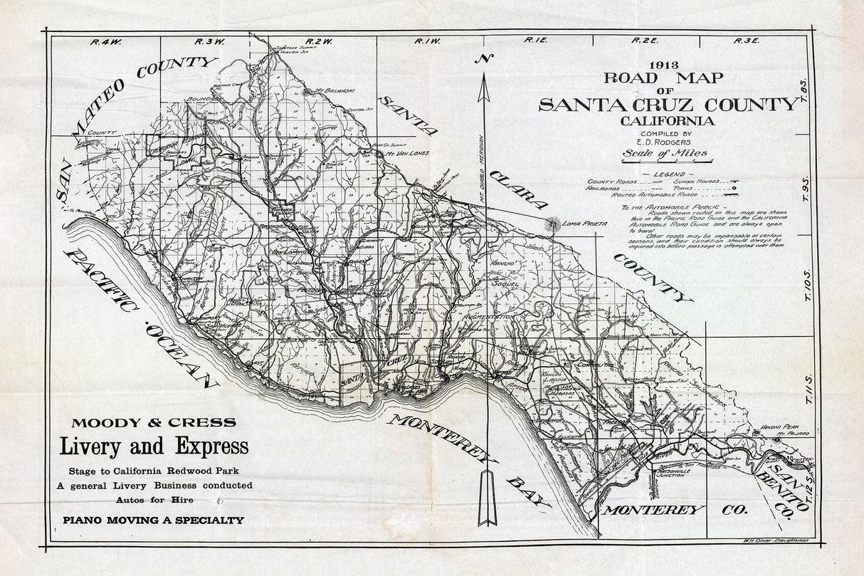 1913 Map of Santa Cruz County California