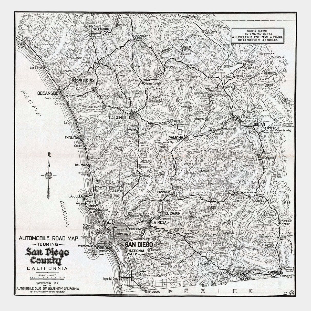 1915 Map of San Diego County California