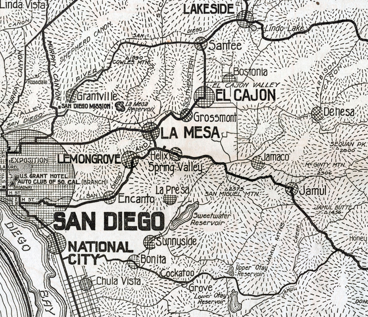 1915 Map of San Diego County California