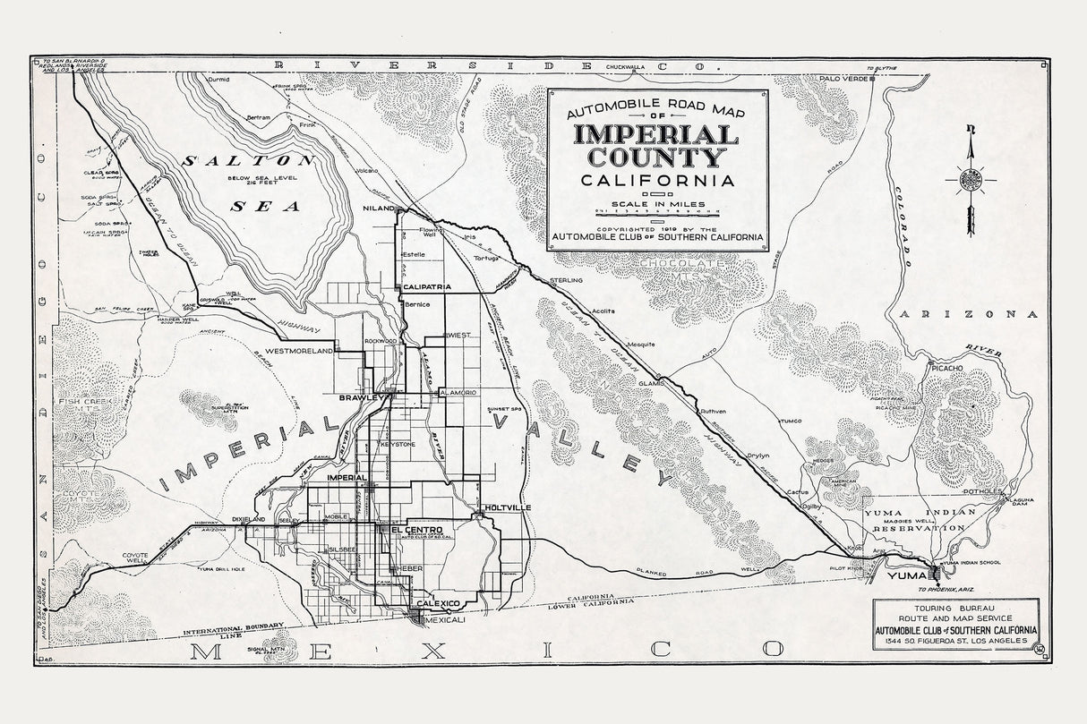 1919 Map of Imperial County California